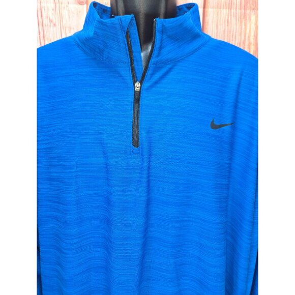 Nike Mens Dri-Fit Blue Quarter-Zip Long-Sleeve Shirt XXL - Picture 3 of 8